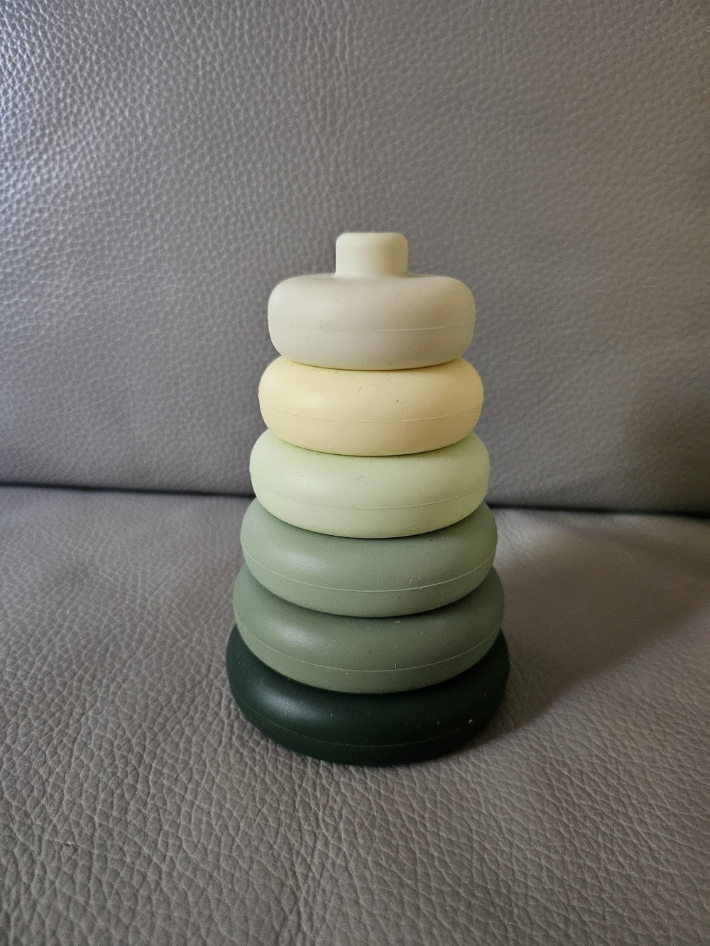 Coco Village Stacking Ring Toy in Gradient Greens and Cream
